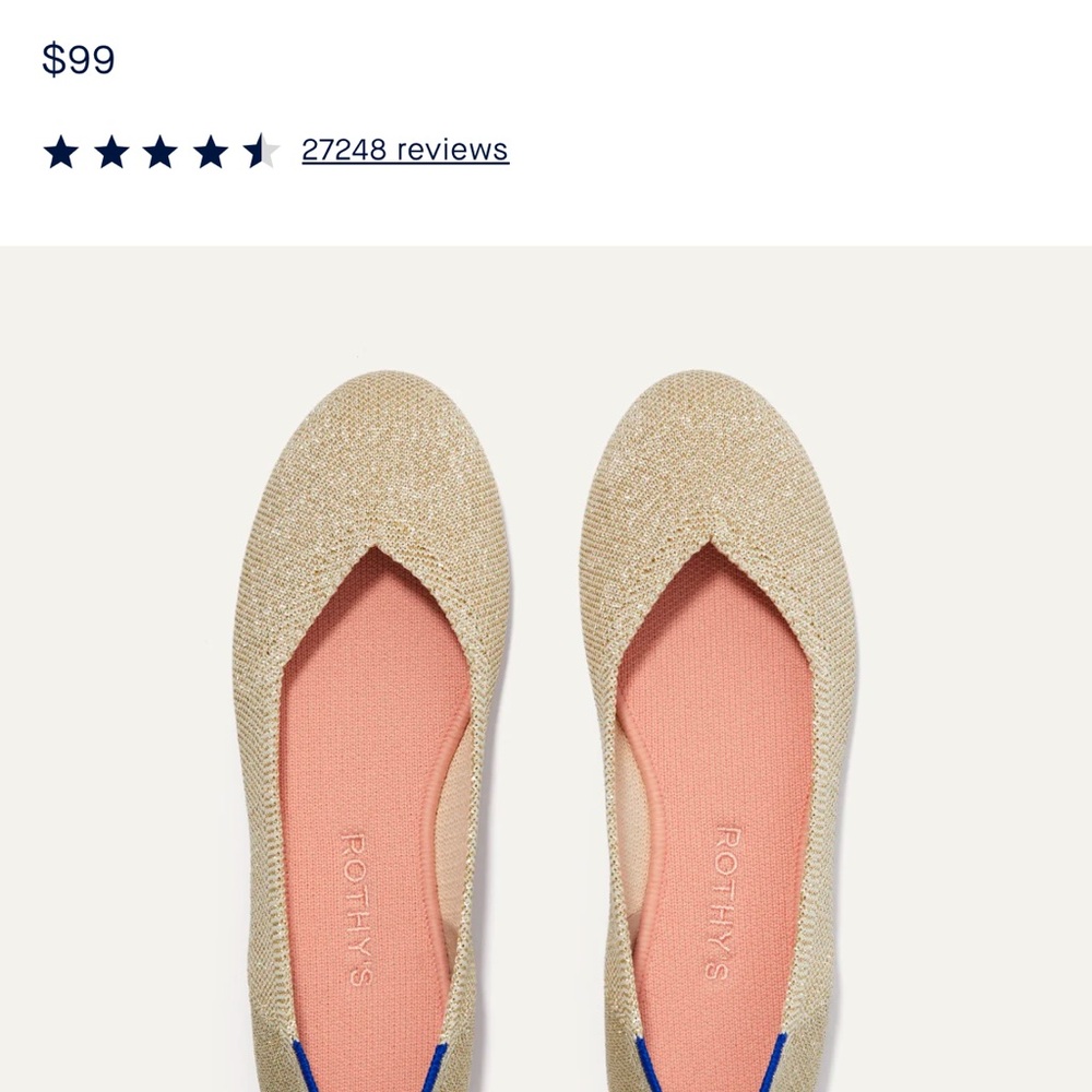 Rothy's gold flats. Size ten. New in box